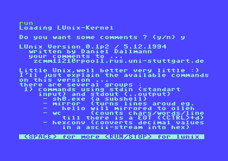 LUnix - Little Unix for the C64